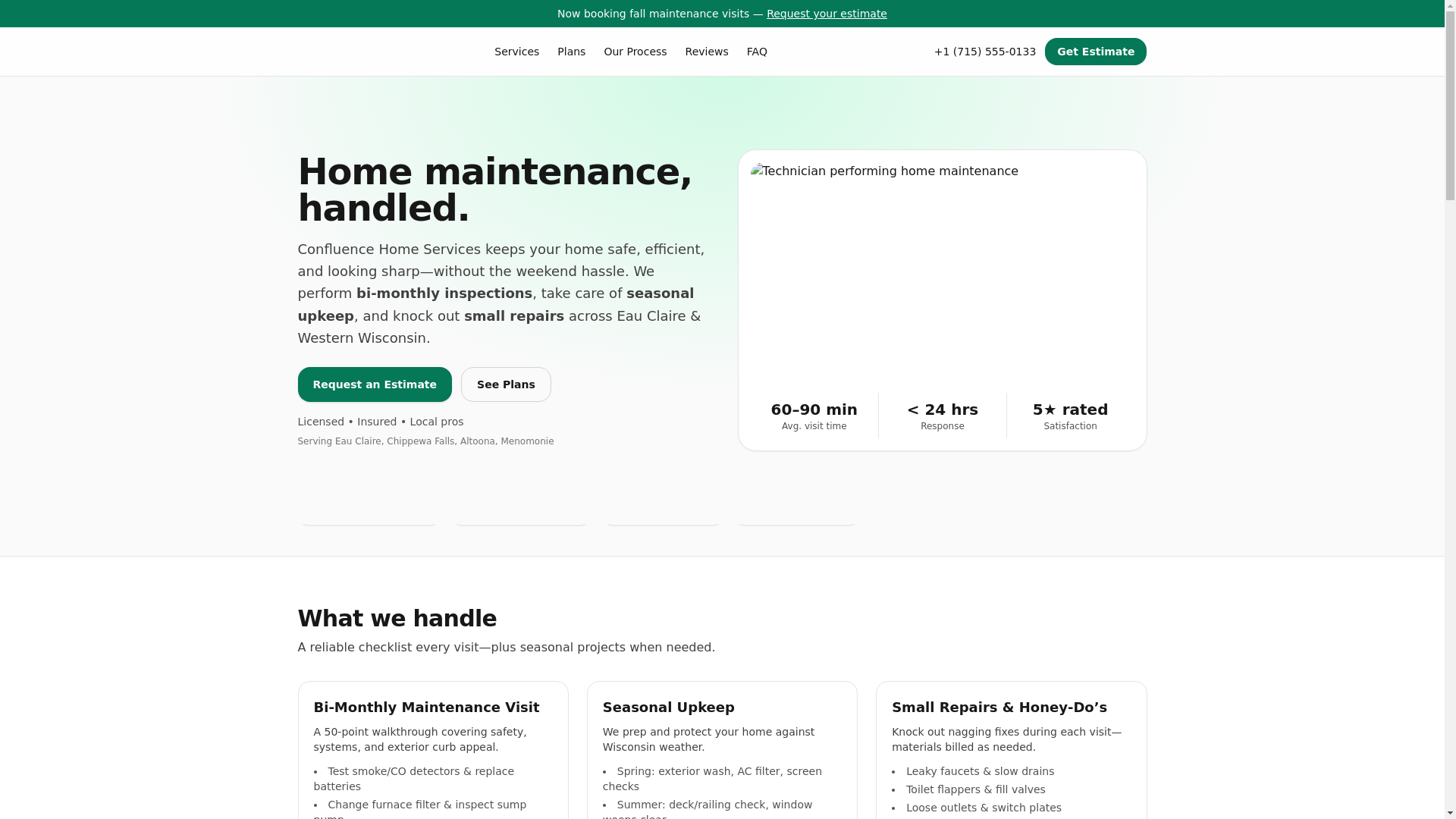 website screenshot of https://confluencehomeservices.com/