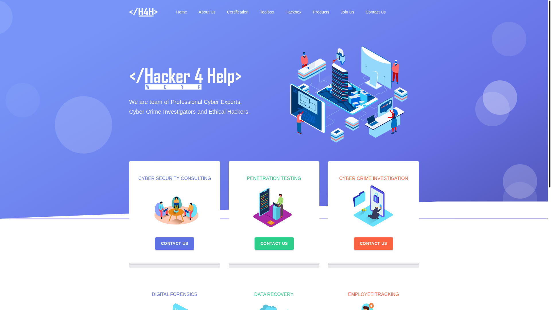 website screenshot of https://hacker4help.com/