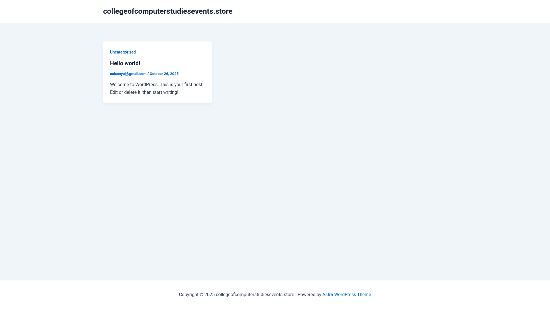 website screenshot of https://collegeofcomputerstudiesevents.store/