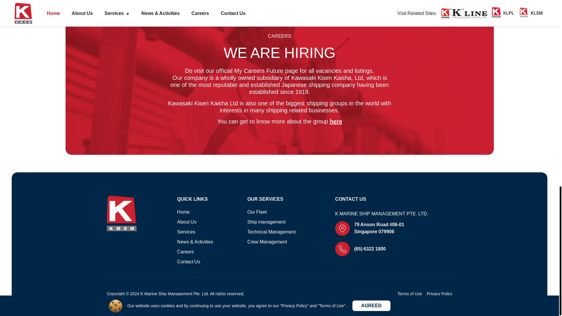 website screenshot of https://www.kmsm.kline.com.sg/