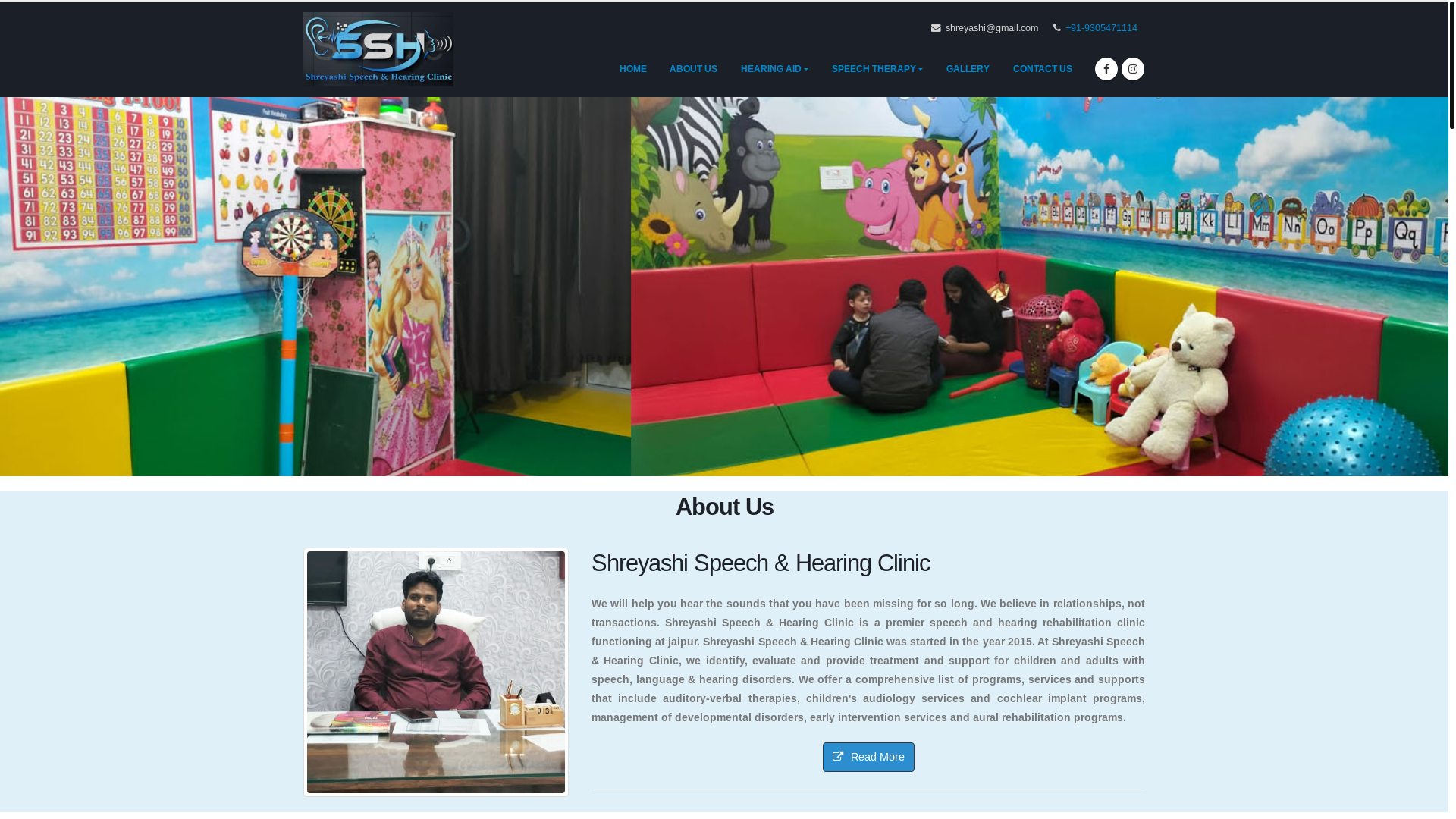 website screenshot of https://shreyashispeechandhearingclinics.com/
