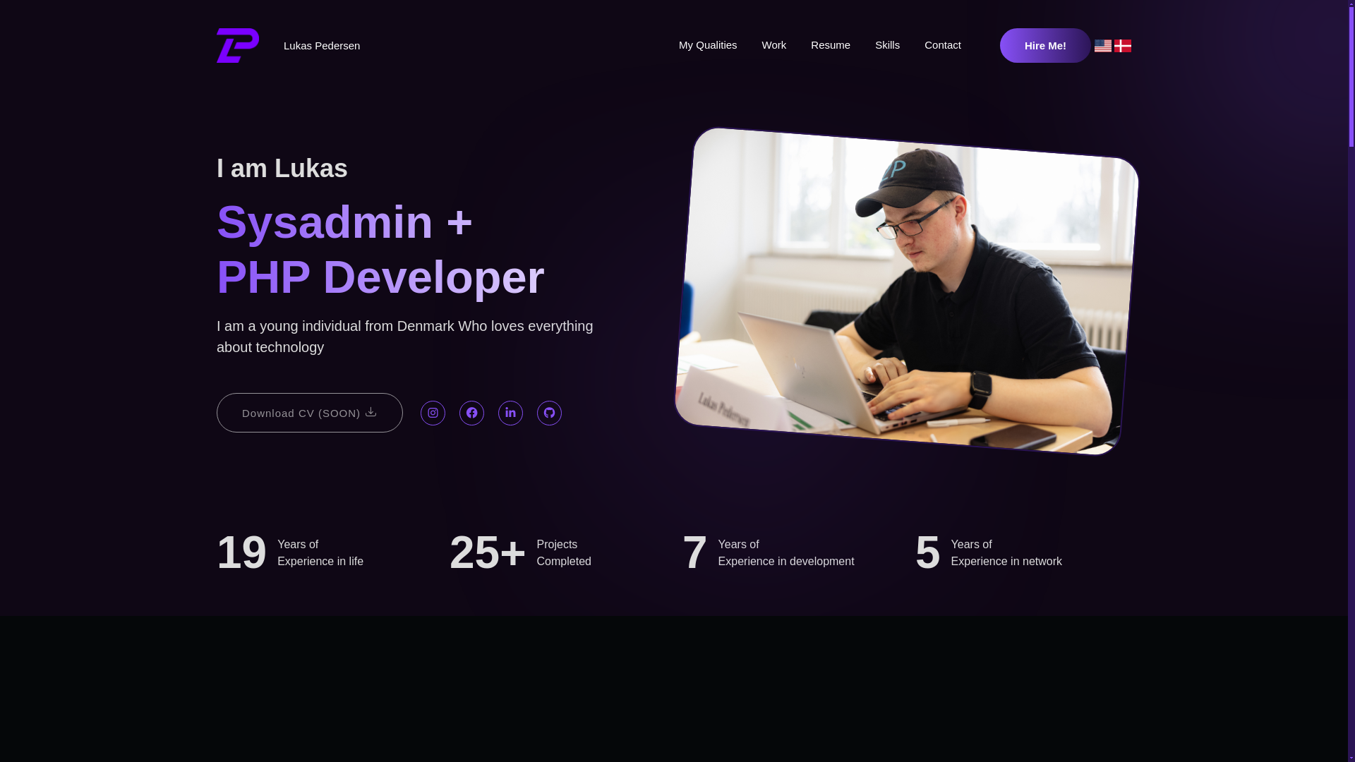 website screenshot of https://lukaspedersen.dk