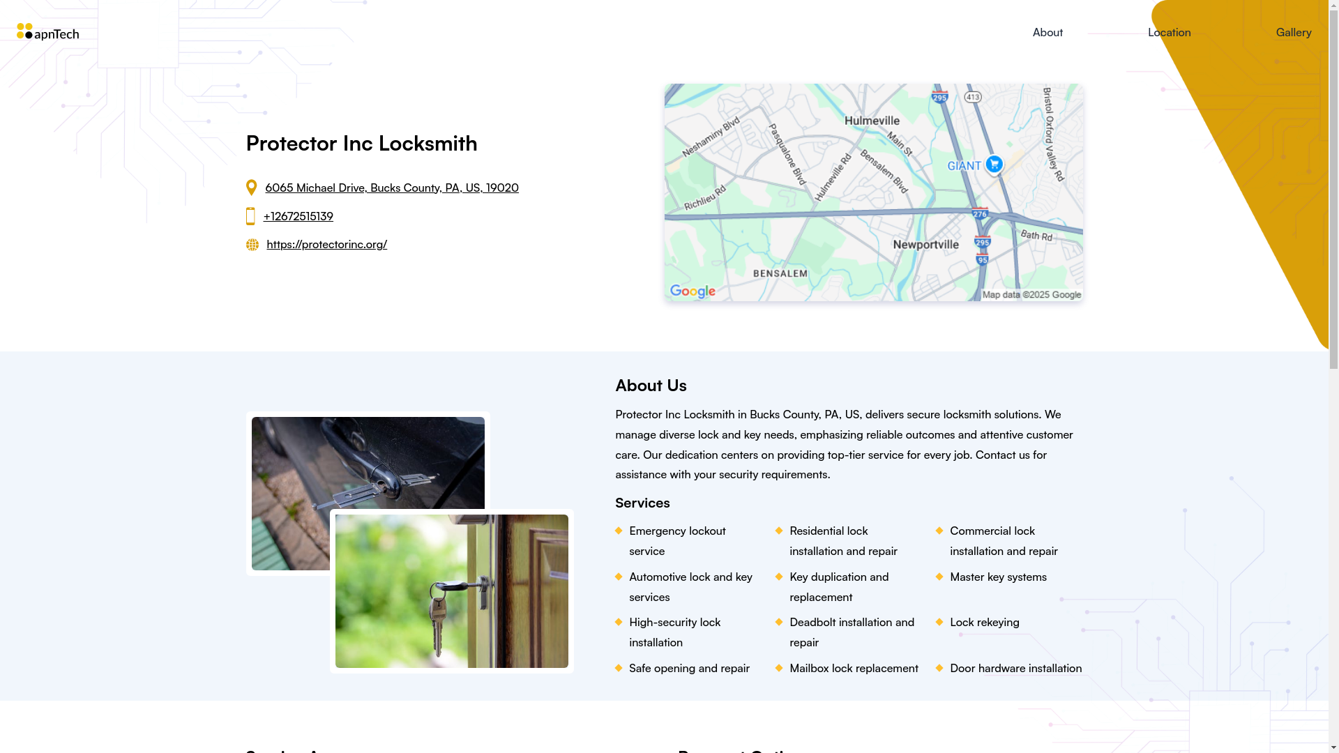 website screenshot of https://protectorinclocksmith.online/