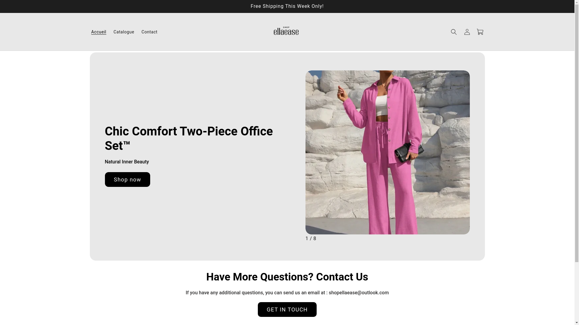 website screenshot of https://shopellaease.com/