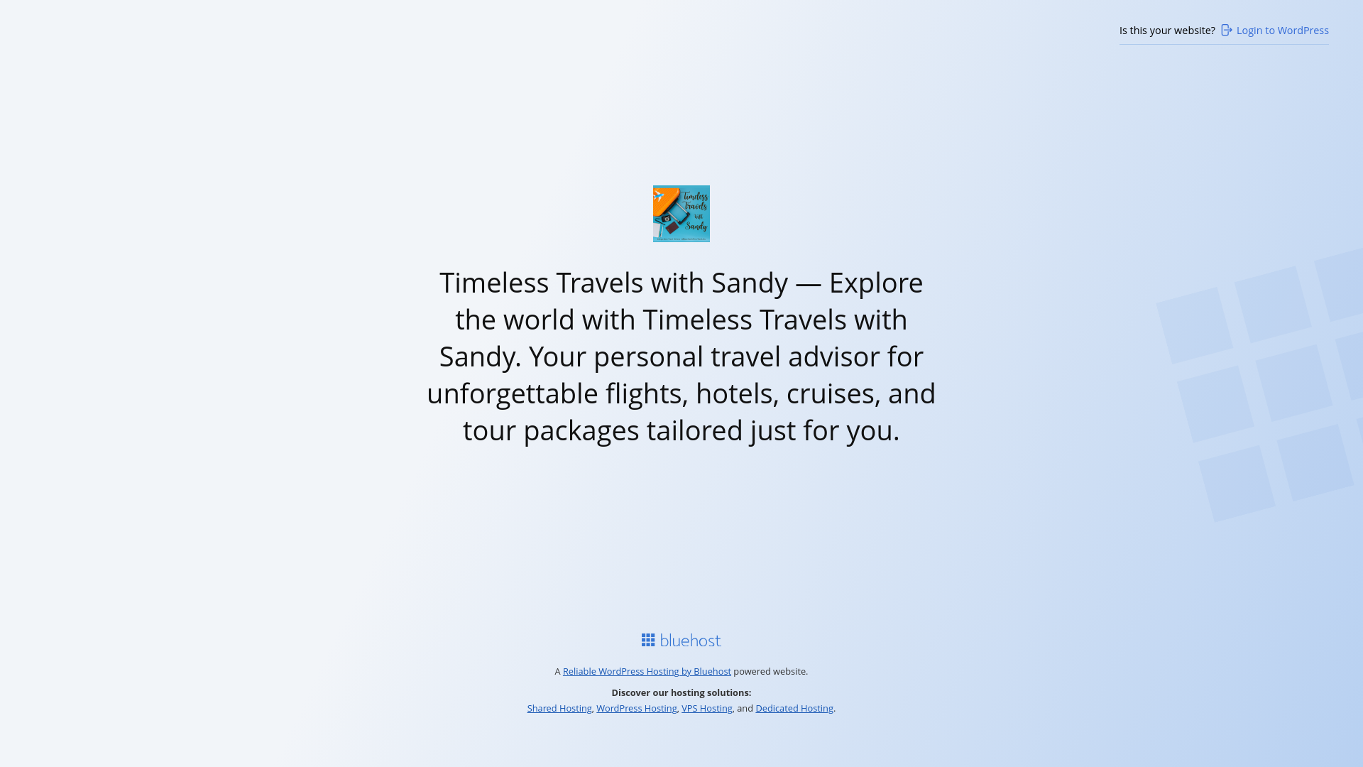 website screenshot of https://timelesstravelswithsandy.com/