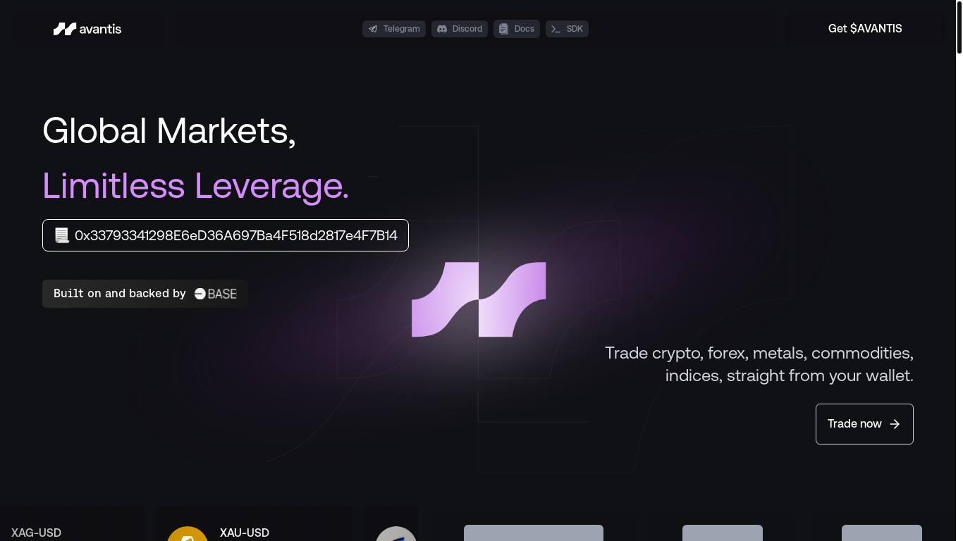 website screenshot of https://avantisfi.buzz/