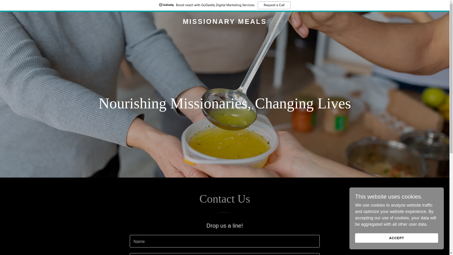 website screenshot of https://missionarymeals.net/