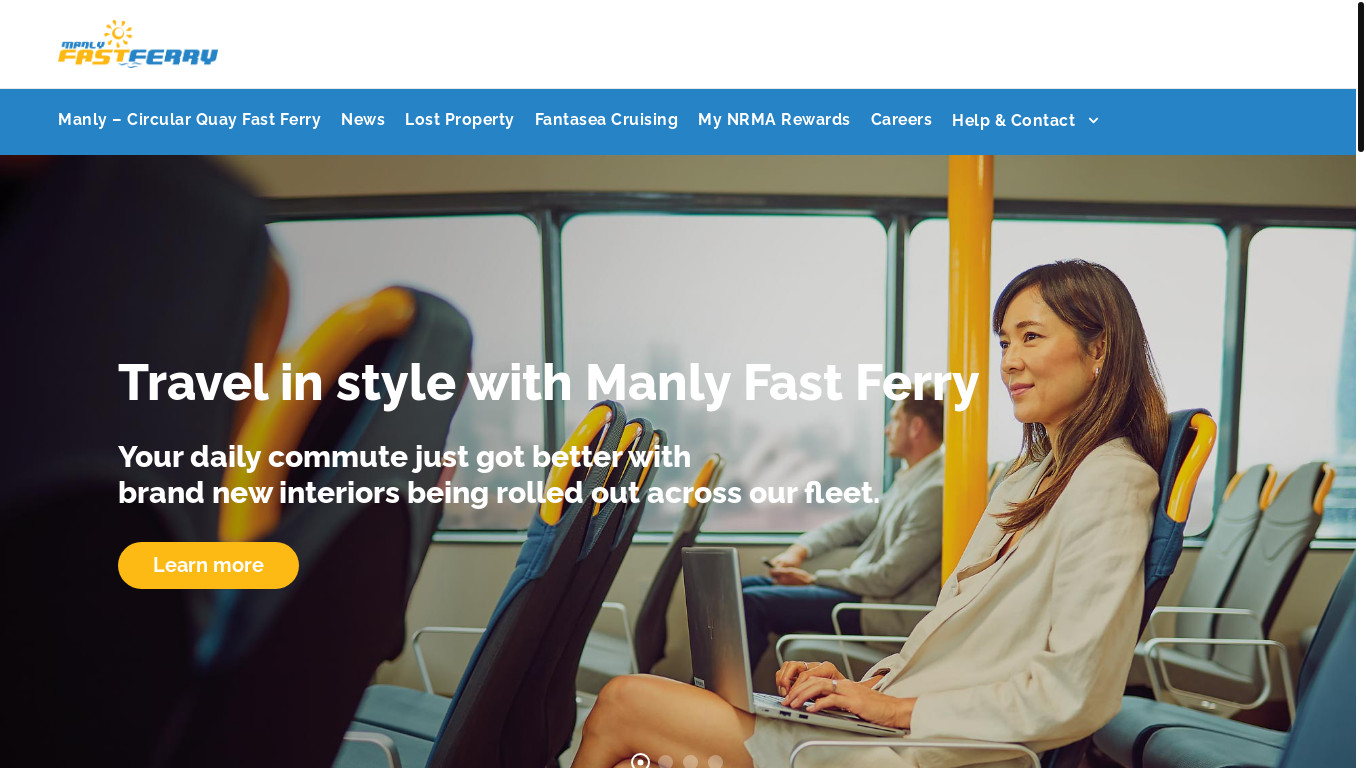 website screenshot of https://www.myfastferry.com.au/