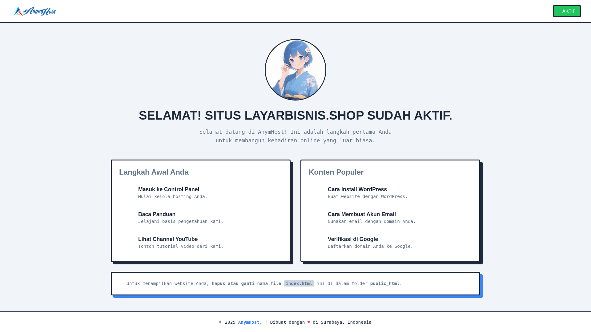 website screenshot of https://layarbisnis.shop/