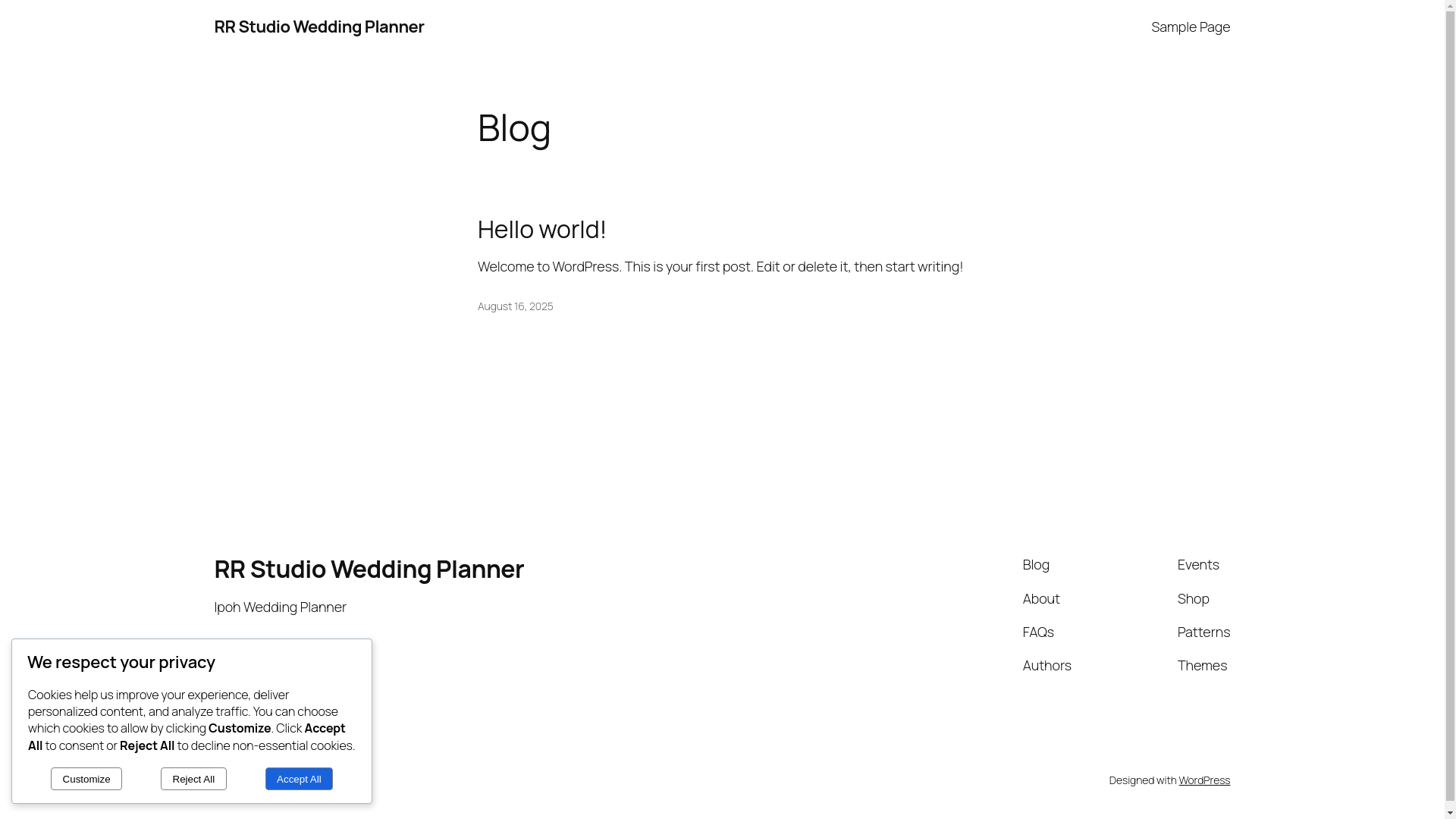 website screenshot of https://rrstudioweddingplanner.com/