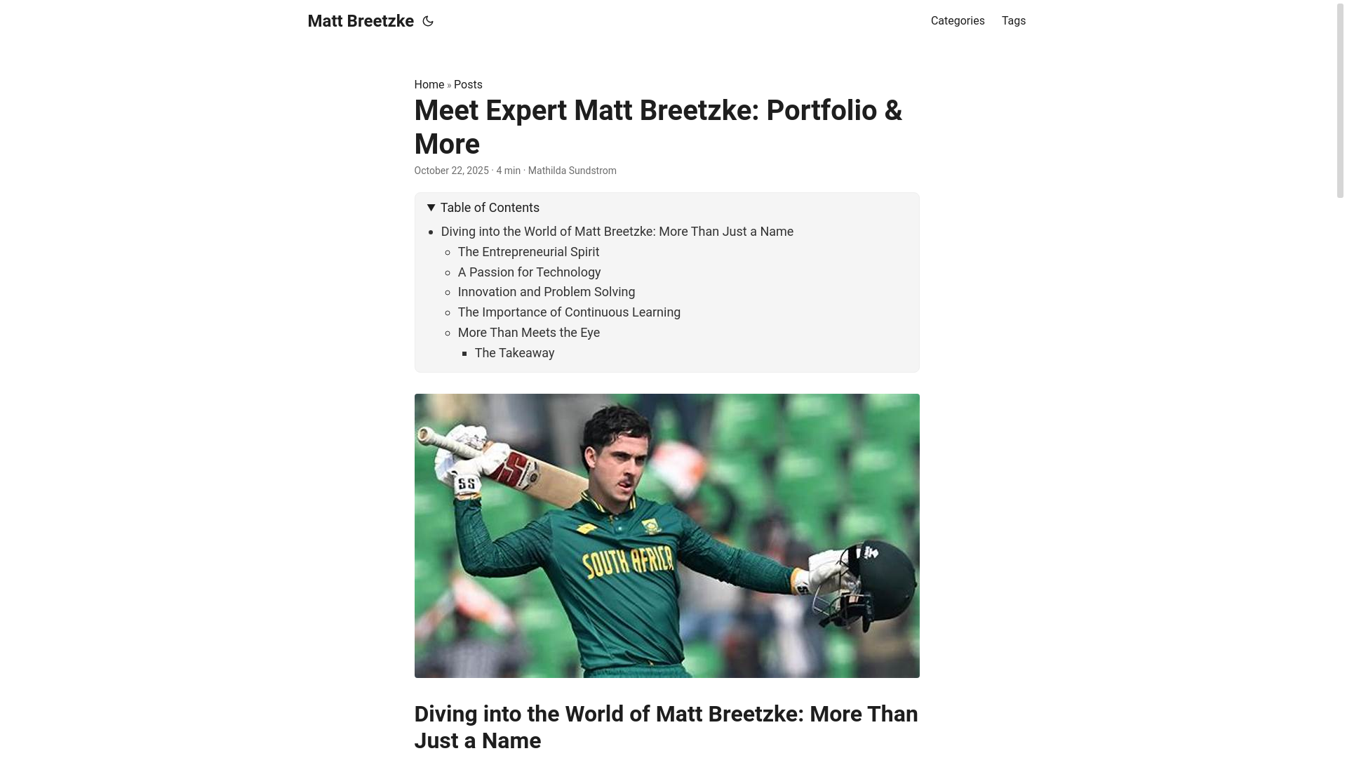 website screenshot of https://matt-breetzke.pages.dev/