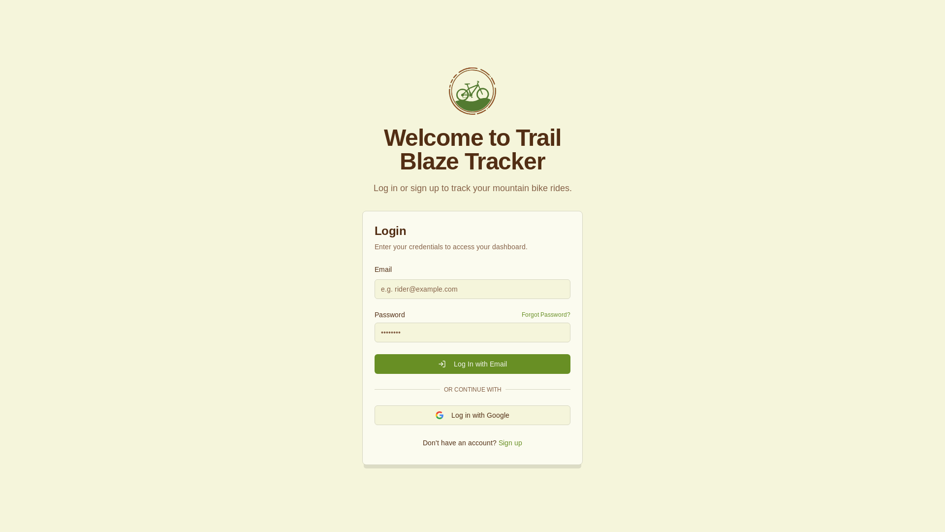 website screenshot of https://trailblazetracker.com/