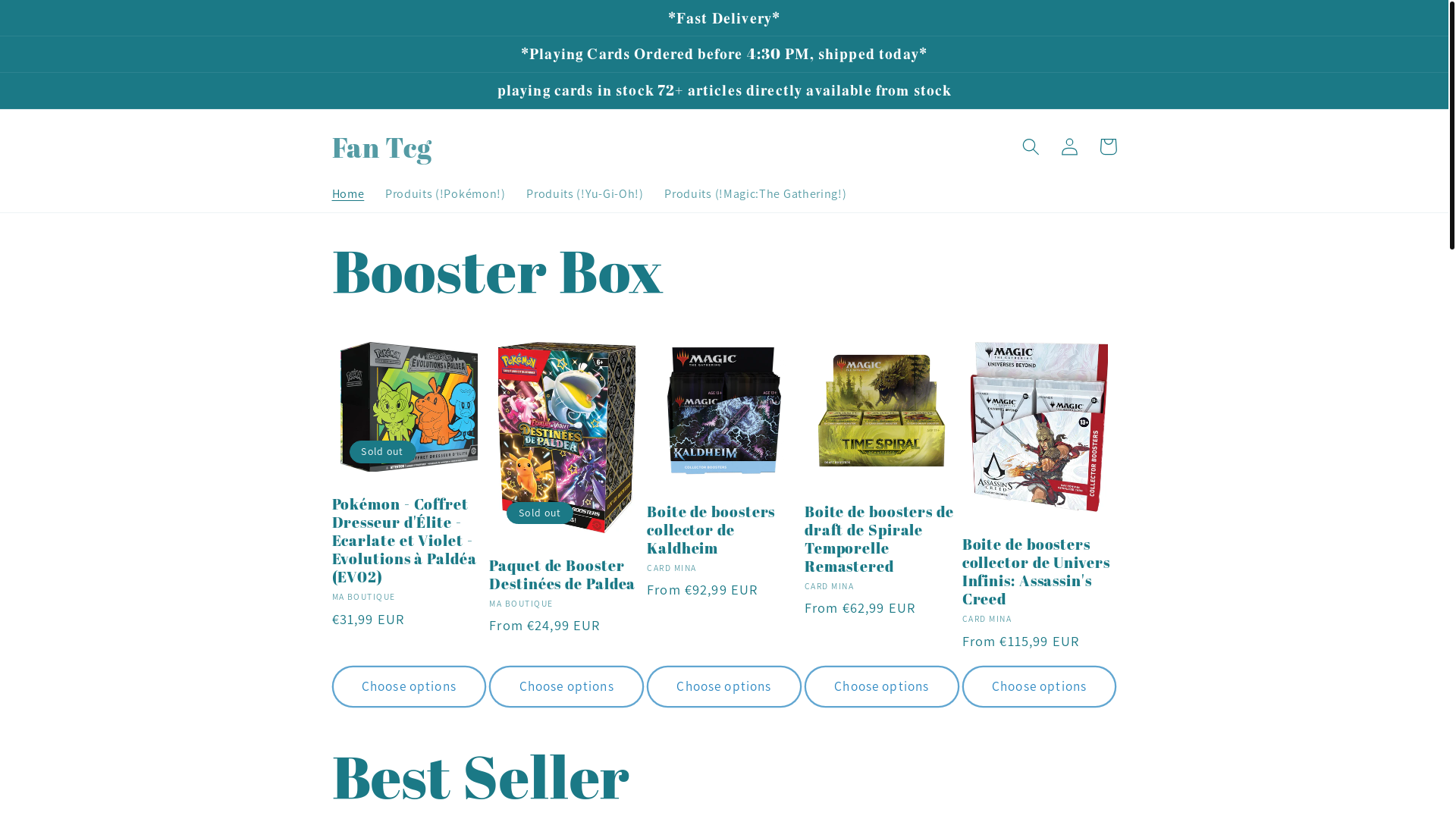website screenshot of https://fantcg.shop/