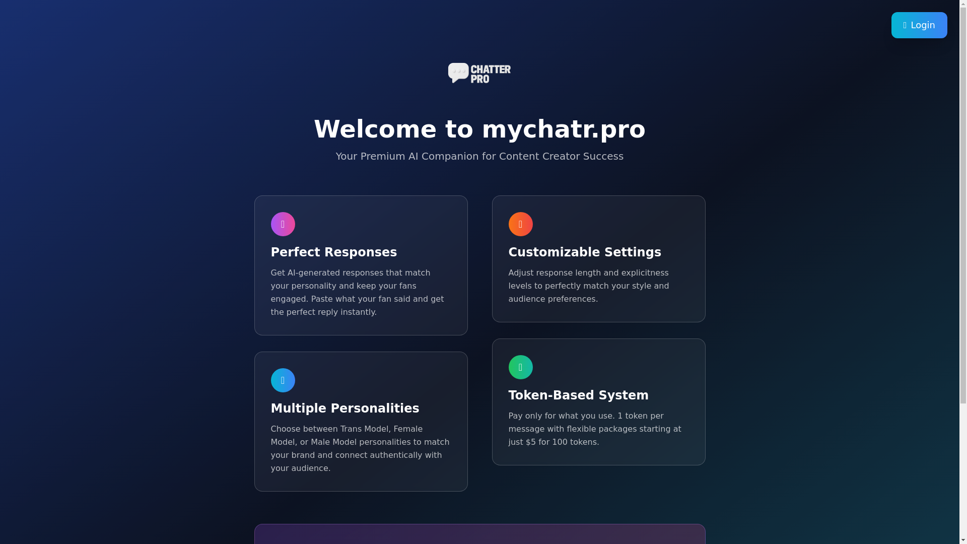 website screenshot of https://mychatr.pro/
