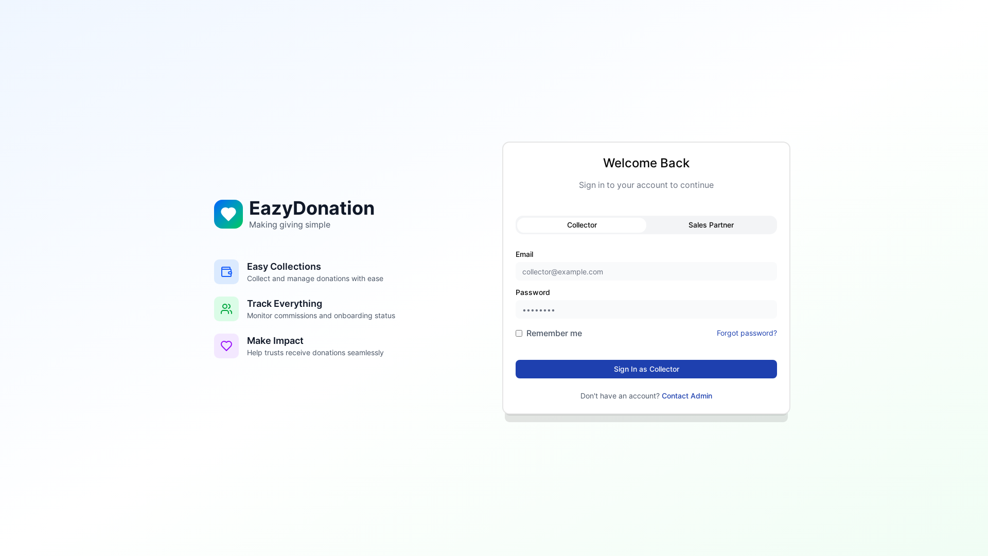 website screenshot of https://easydonation-collector.pages.dev/