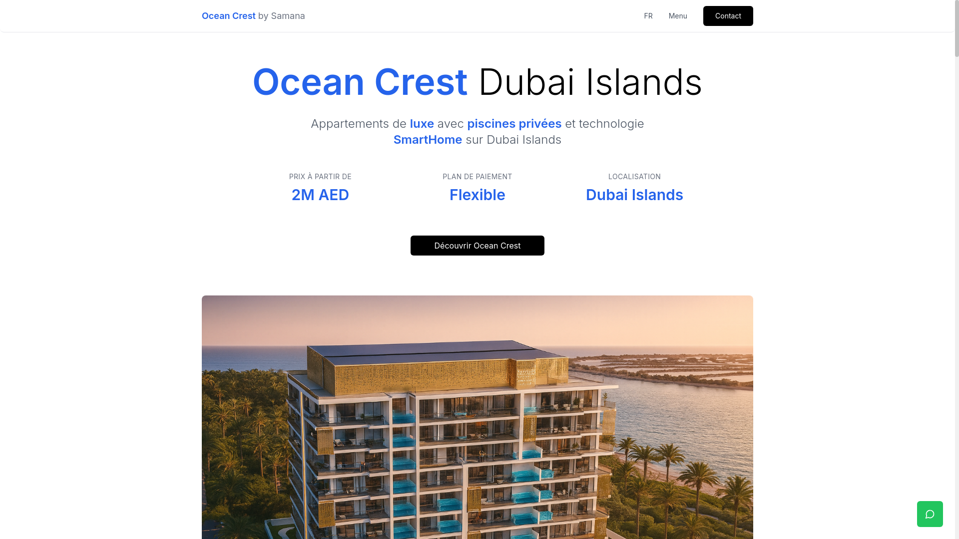 website screenshot of https://oceancrest-dubaiislands.com/