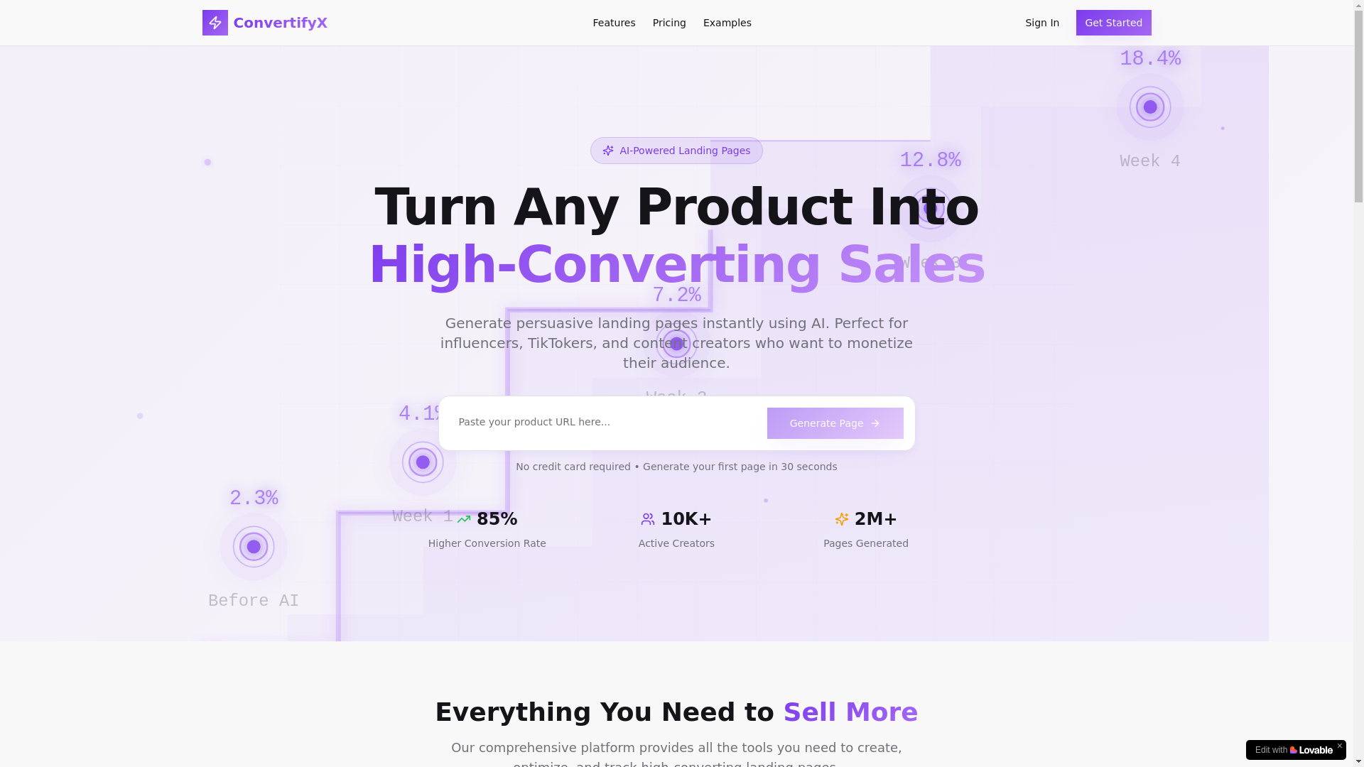 website screenshot of https://convertifyx.io/