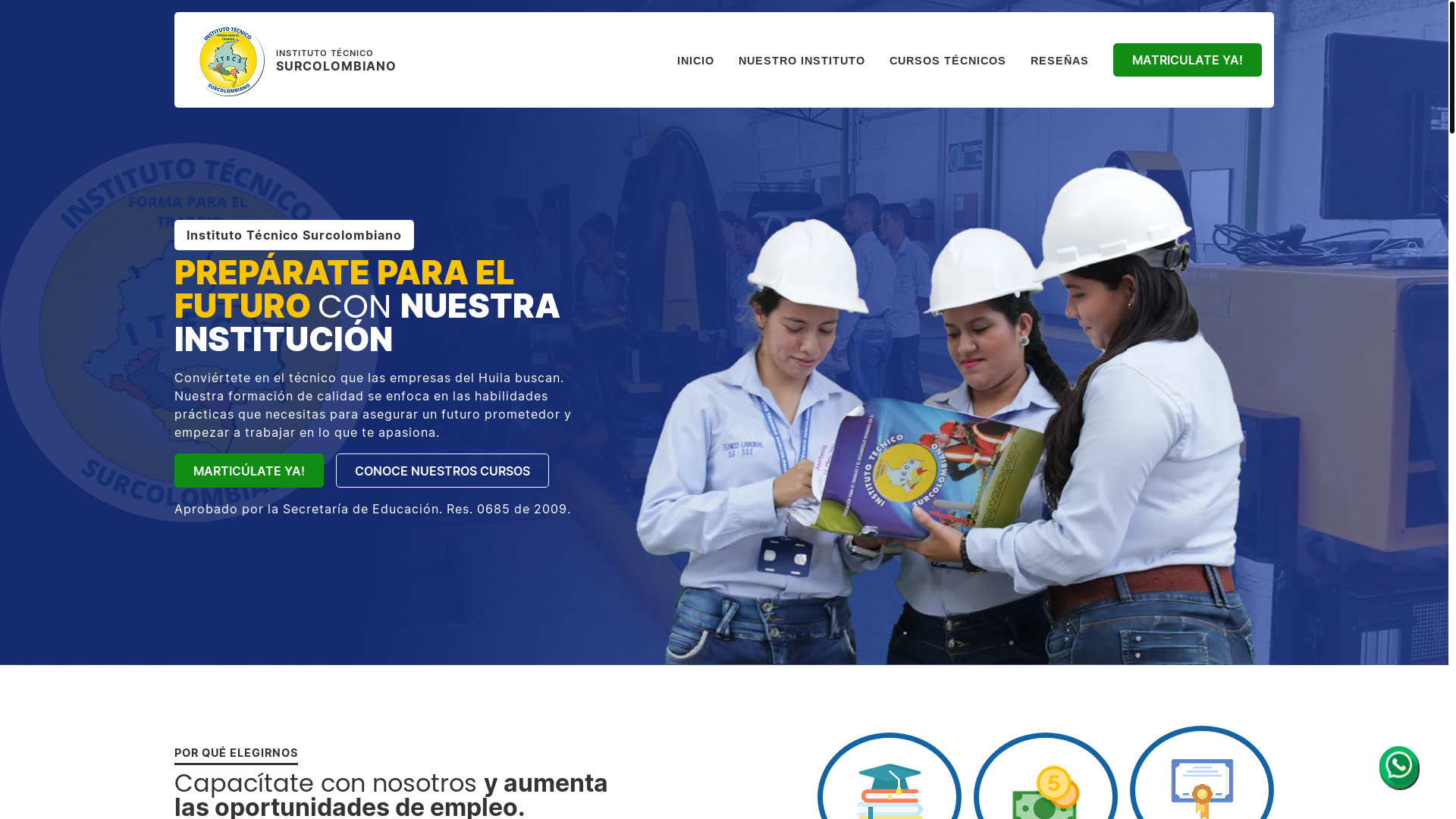 website screenshot of https://instituto-tecnico-surcolombiano-website.pages.dev/