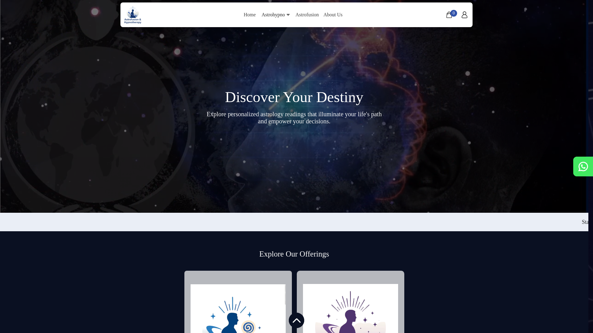website screenshot of https://astrohypno.in/