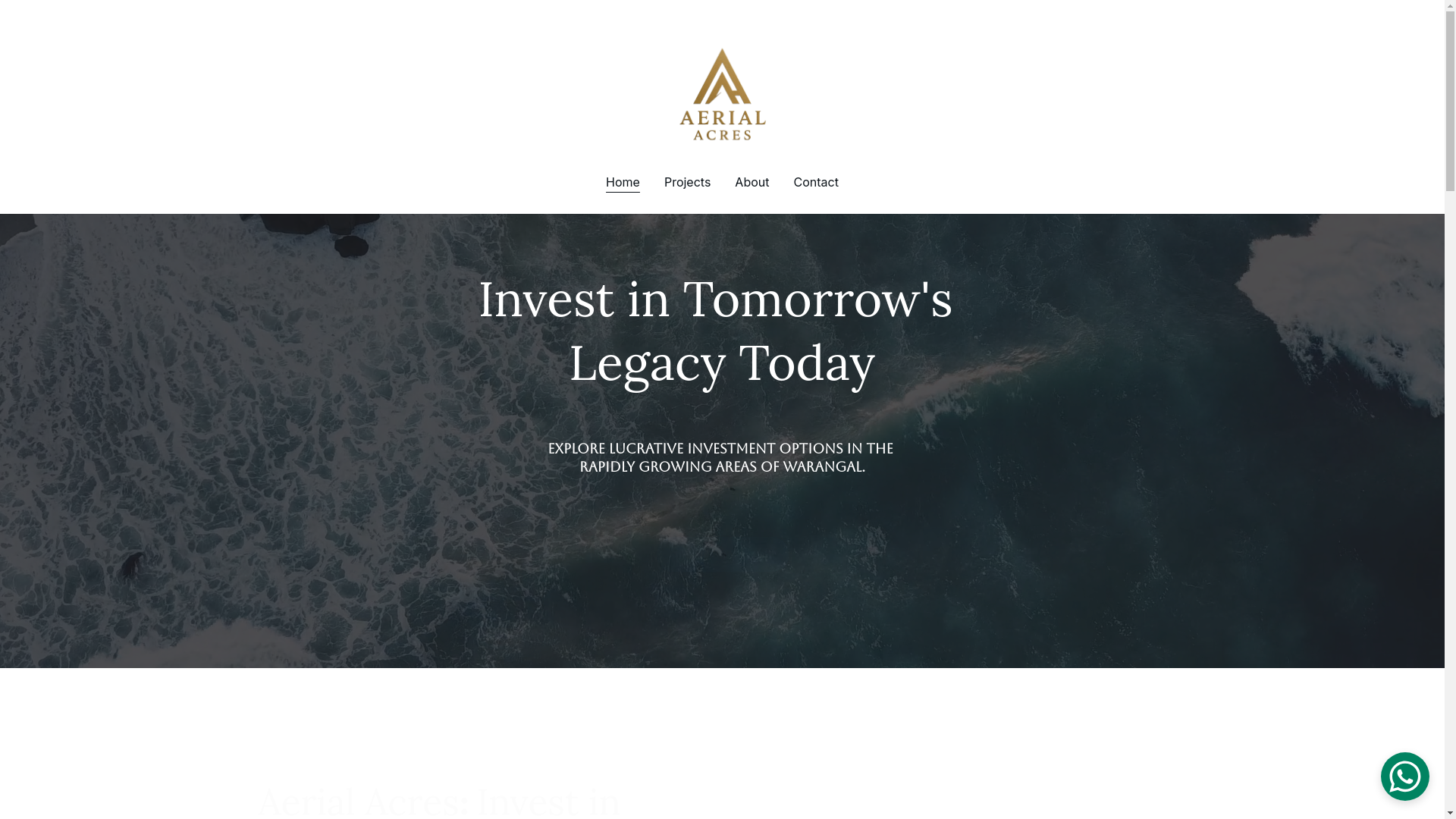 website screenshot of https://aerialacres.in/