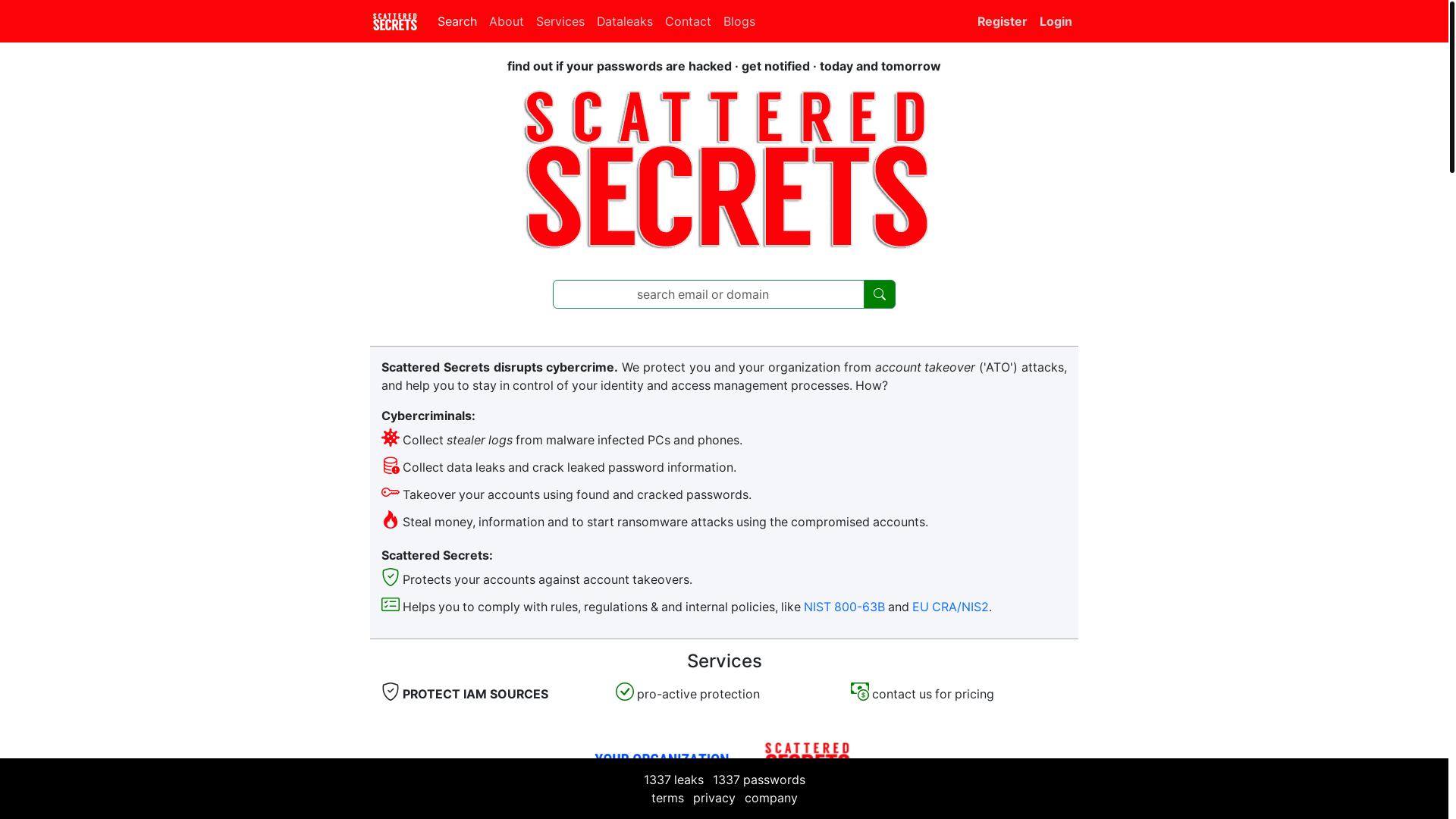 website screenshot of https://scatteredsecrets.com/