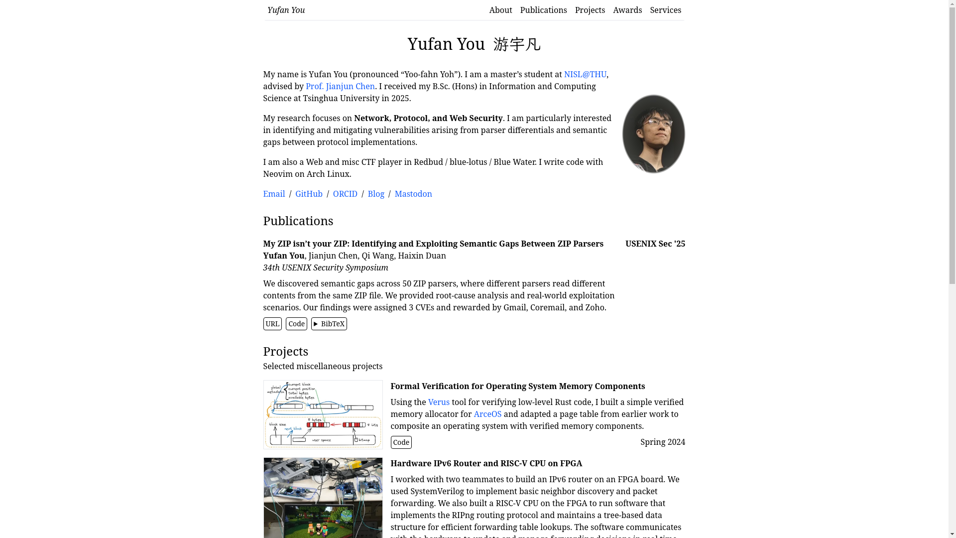 website screenshot of https://yufanyou.pages.dev/