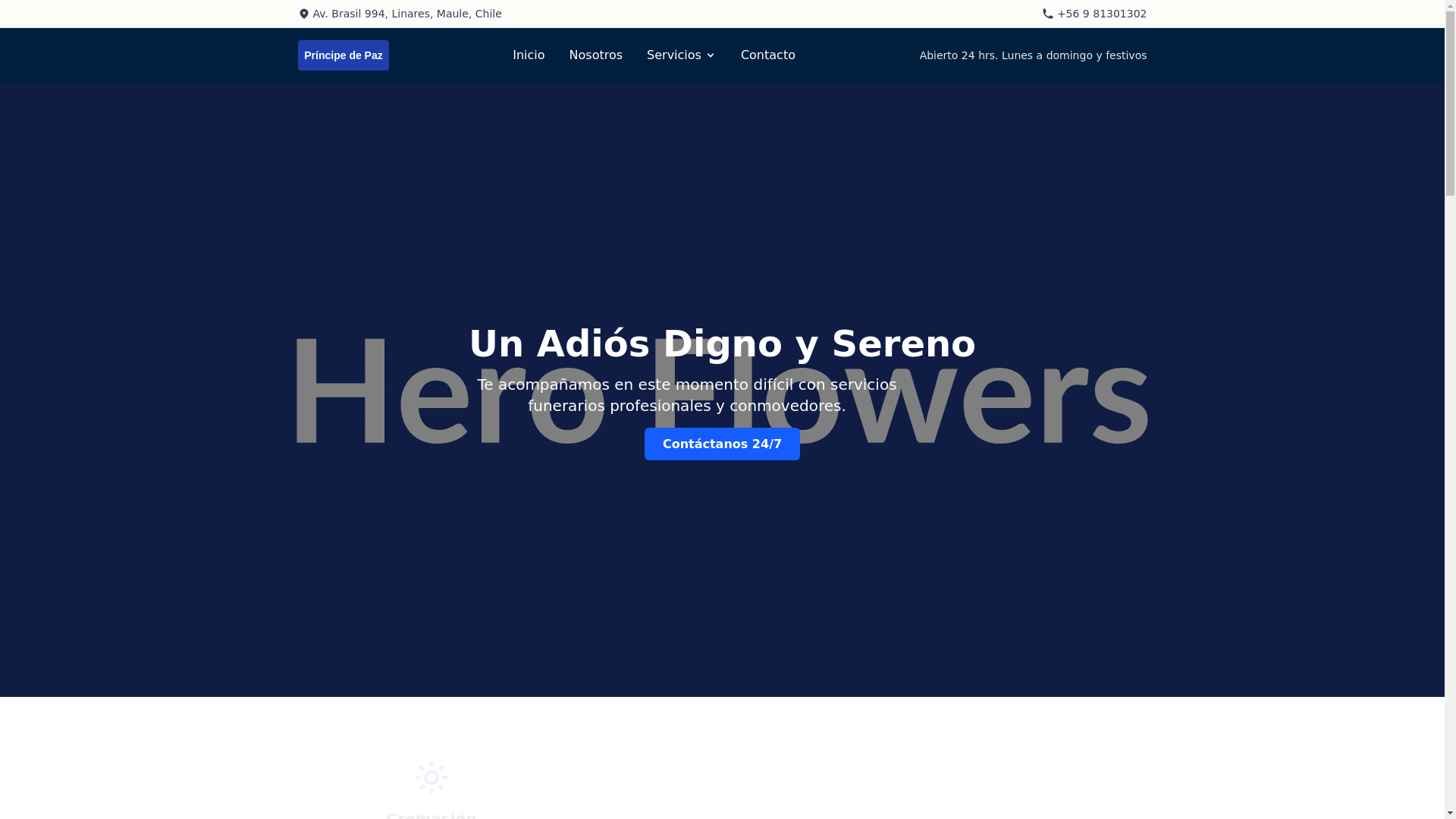 website screenshot of https://funerariaprincipedepaz.cl/