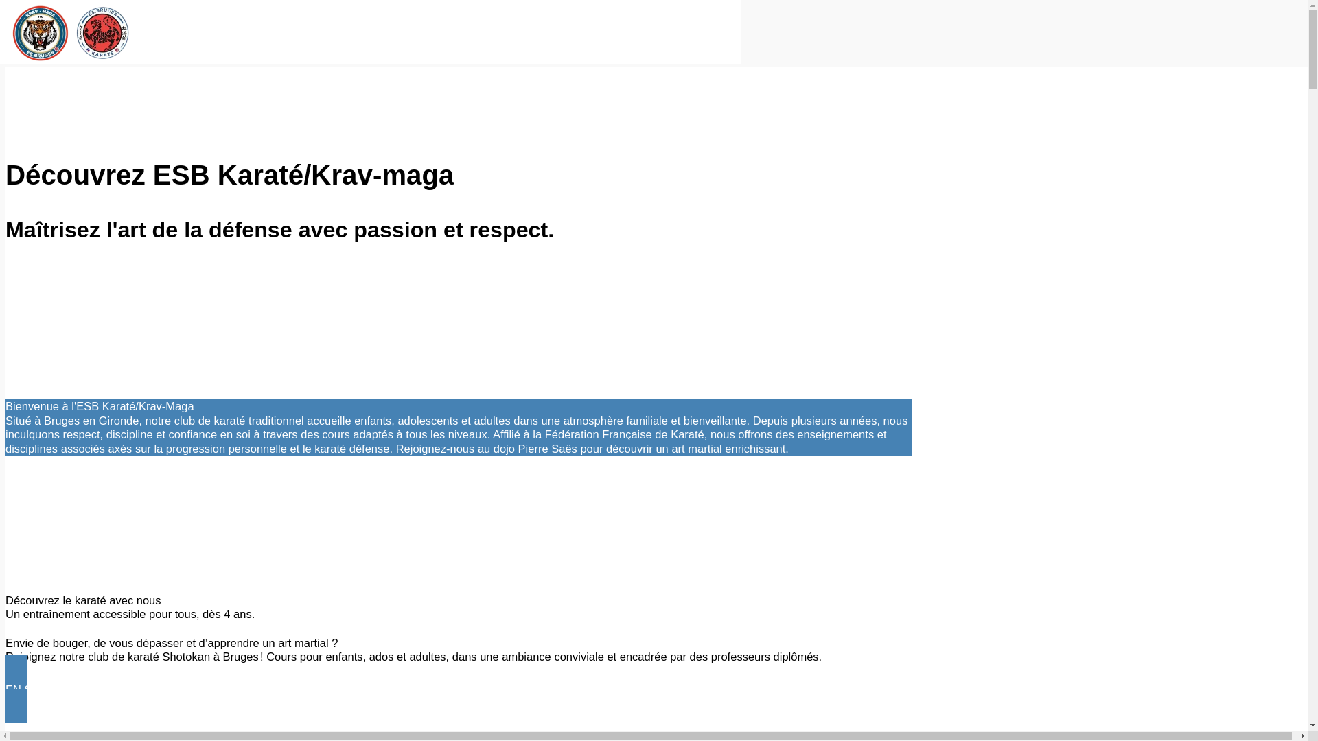 website screenshot of https://karatebruges.fr/