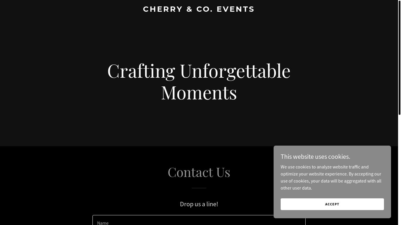 website screenshot of https://cherrycoevents.com/