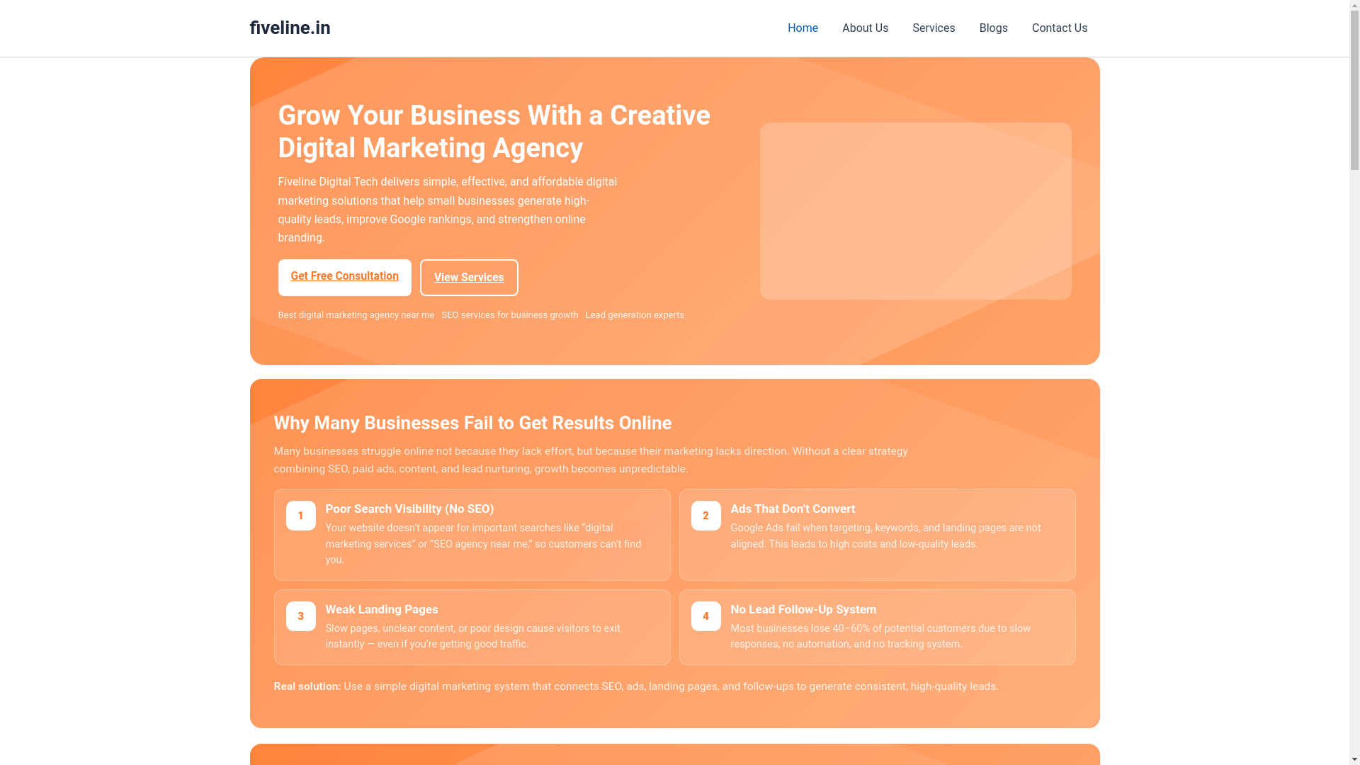 website screenshot of https://fiveline.in/