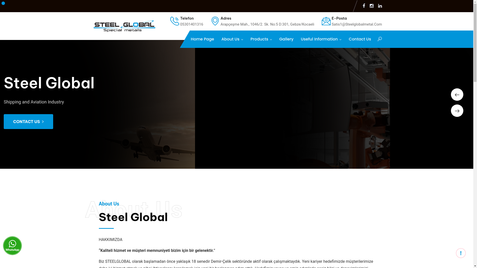 website screenshot of https://steelglobalmetal.com.tr/