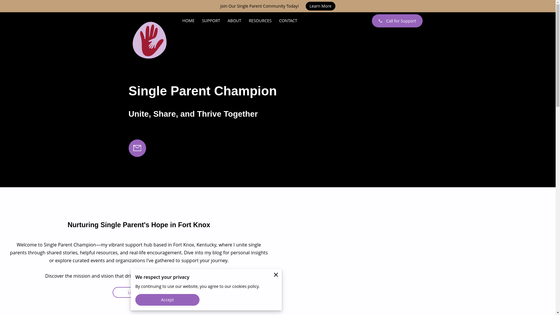 website screenshot of https://singleparentchampions.us/