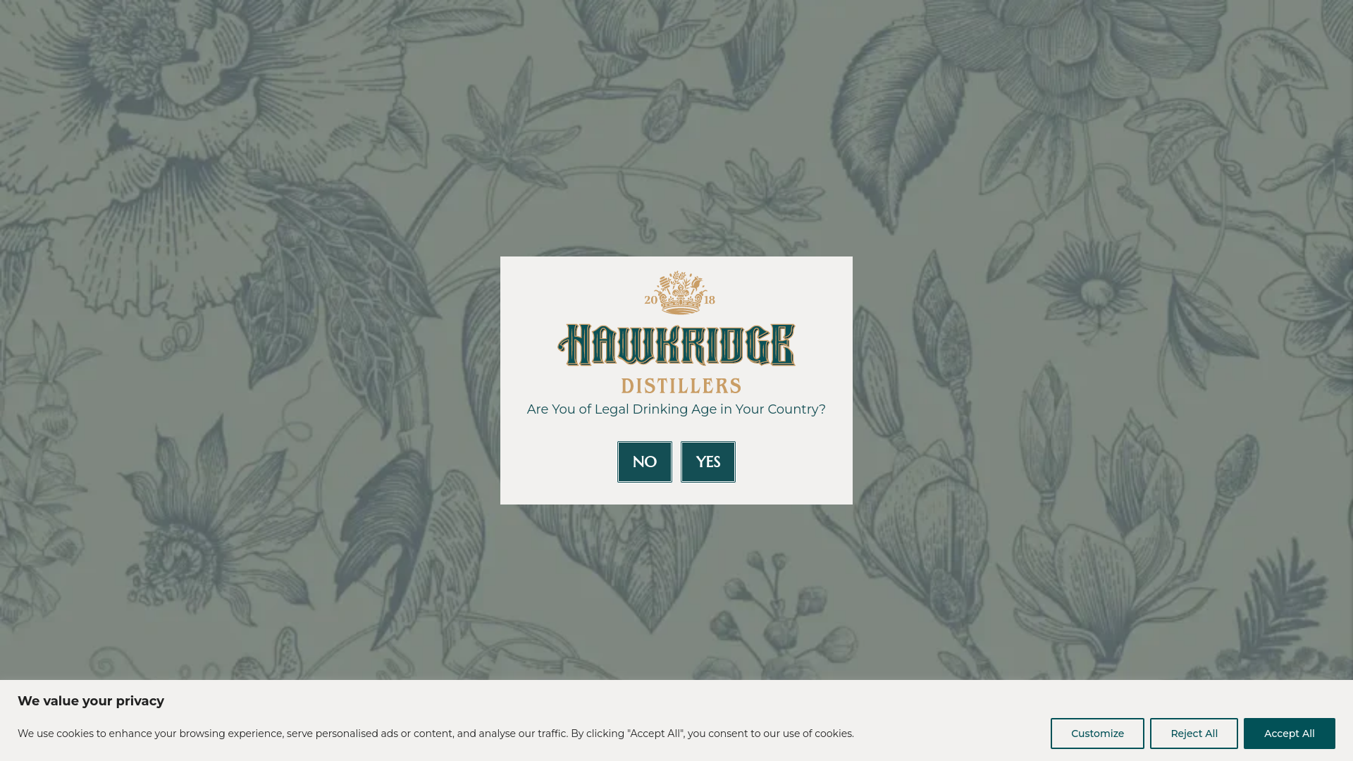 website screenshot of https://hawkridgewhisky.co.uk/
