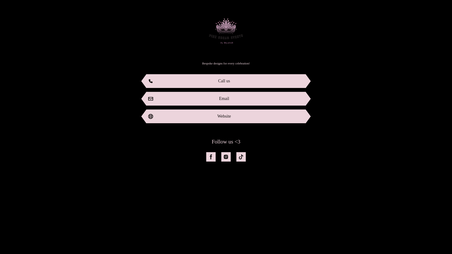 website screenshot of https://pinkdreamevents.co.uk/
