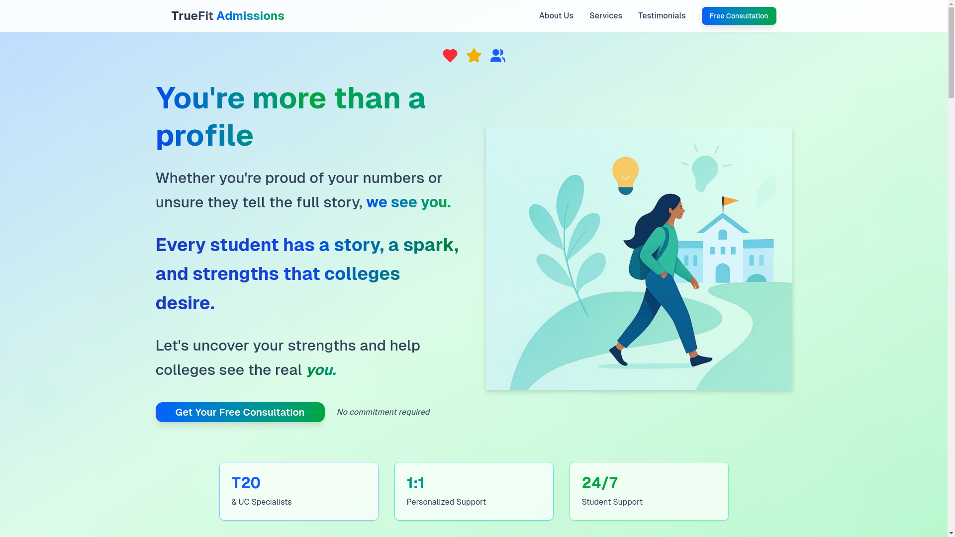website screenshot of https://true-fit-admissions.com/