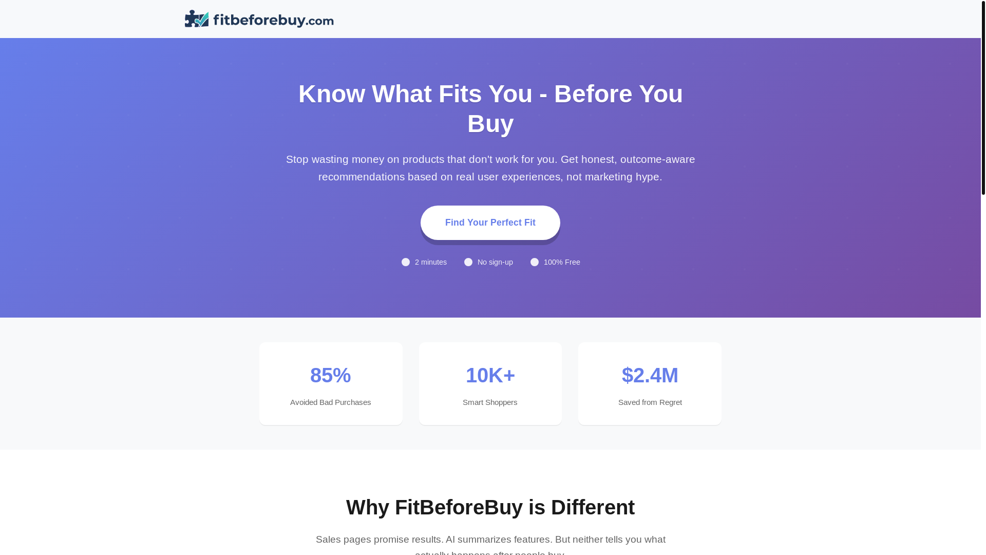 website screenshot of https://fitbeforebuy.com/