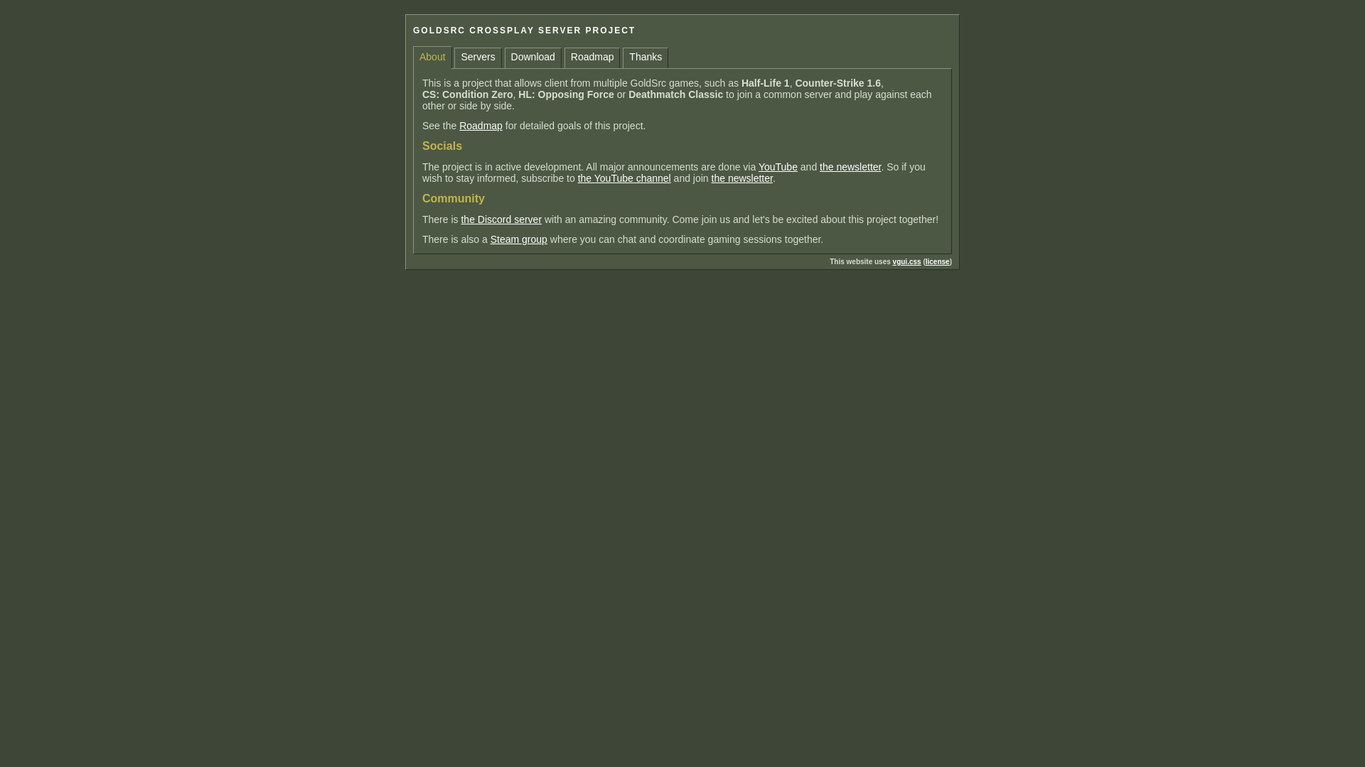 website screenshot of https://goldsrc.one/