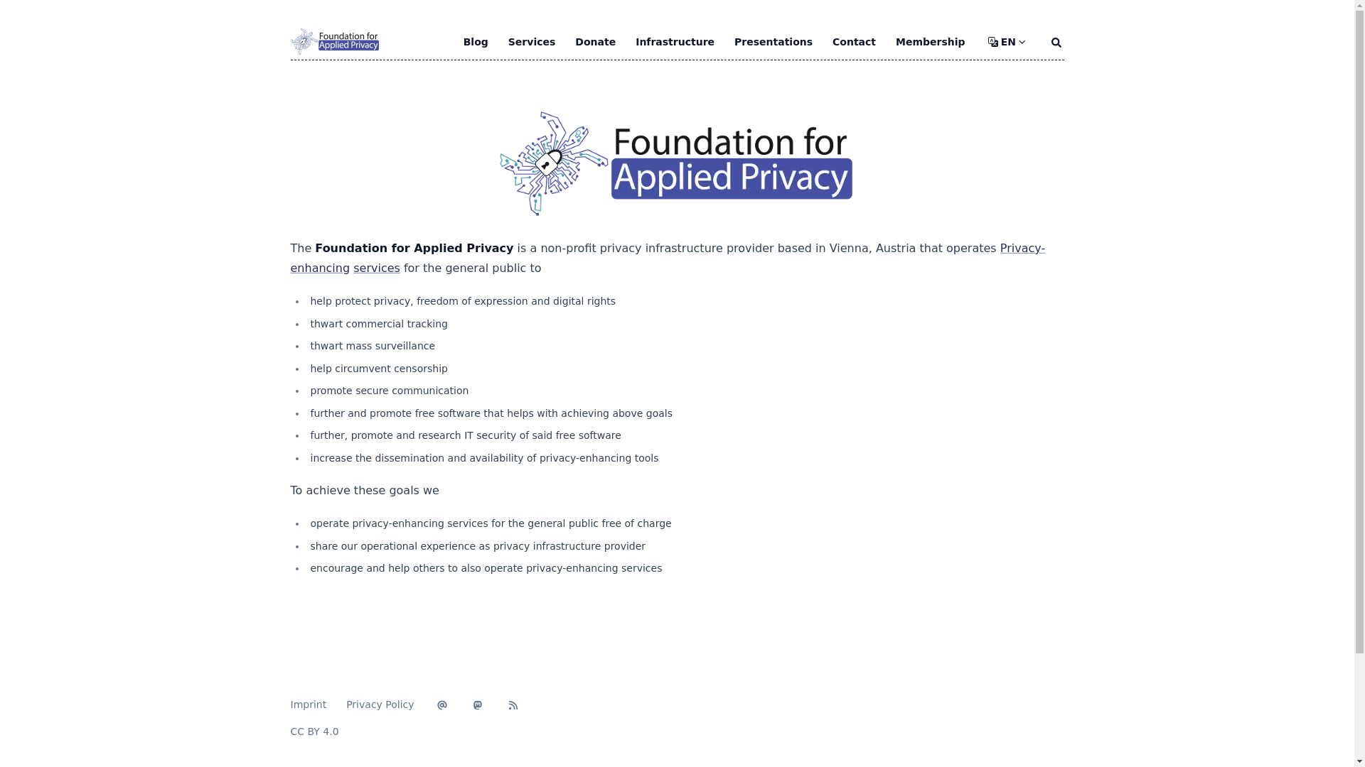 website screenshot of https://applied-privacy.net
