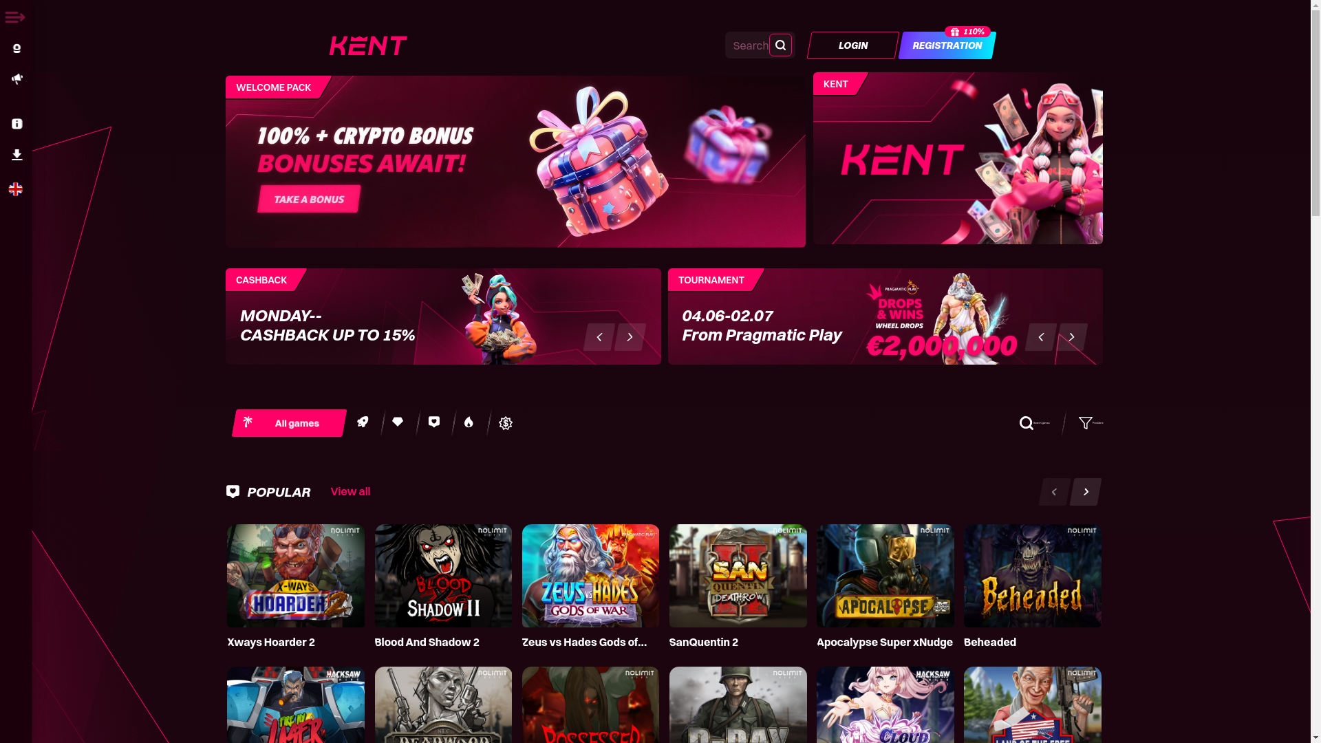 website screenshot of https://xkentcasino.com/