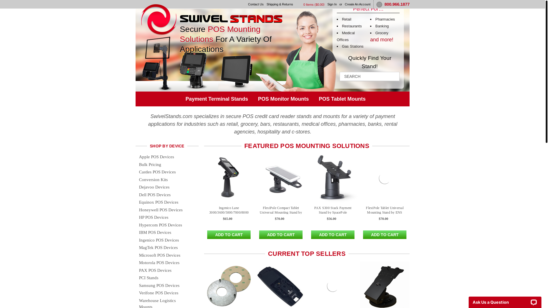 website screenshot of https://swivelstands.us/