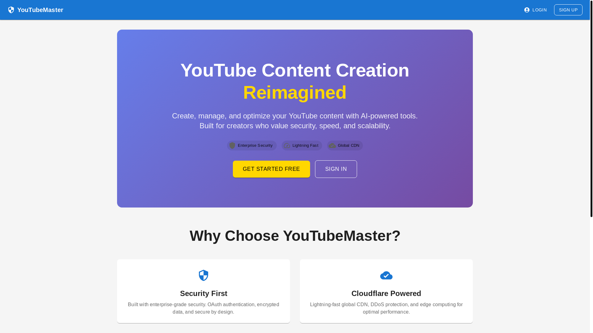 website screenshot of https://youtubemaster-frontend.pages.dev/