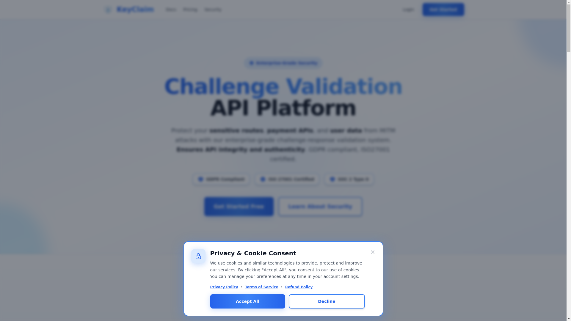website screenshot of https://keyclaim.org/