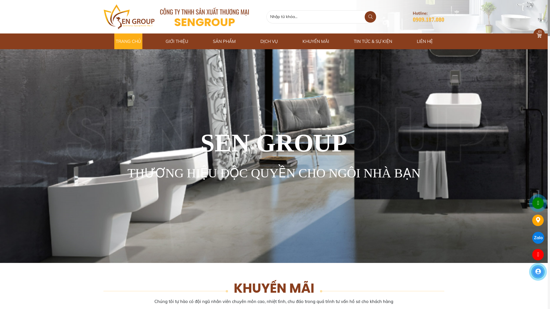 website screenshot of https://sengroupvn.com/