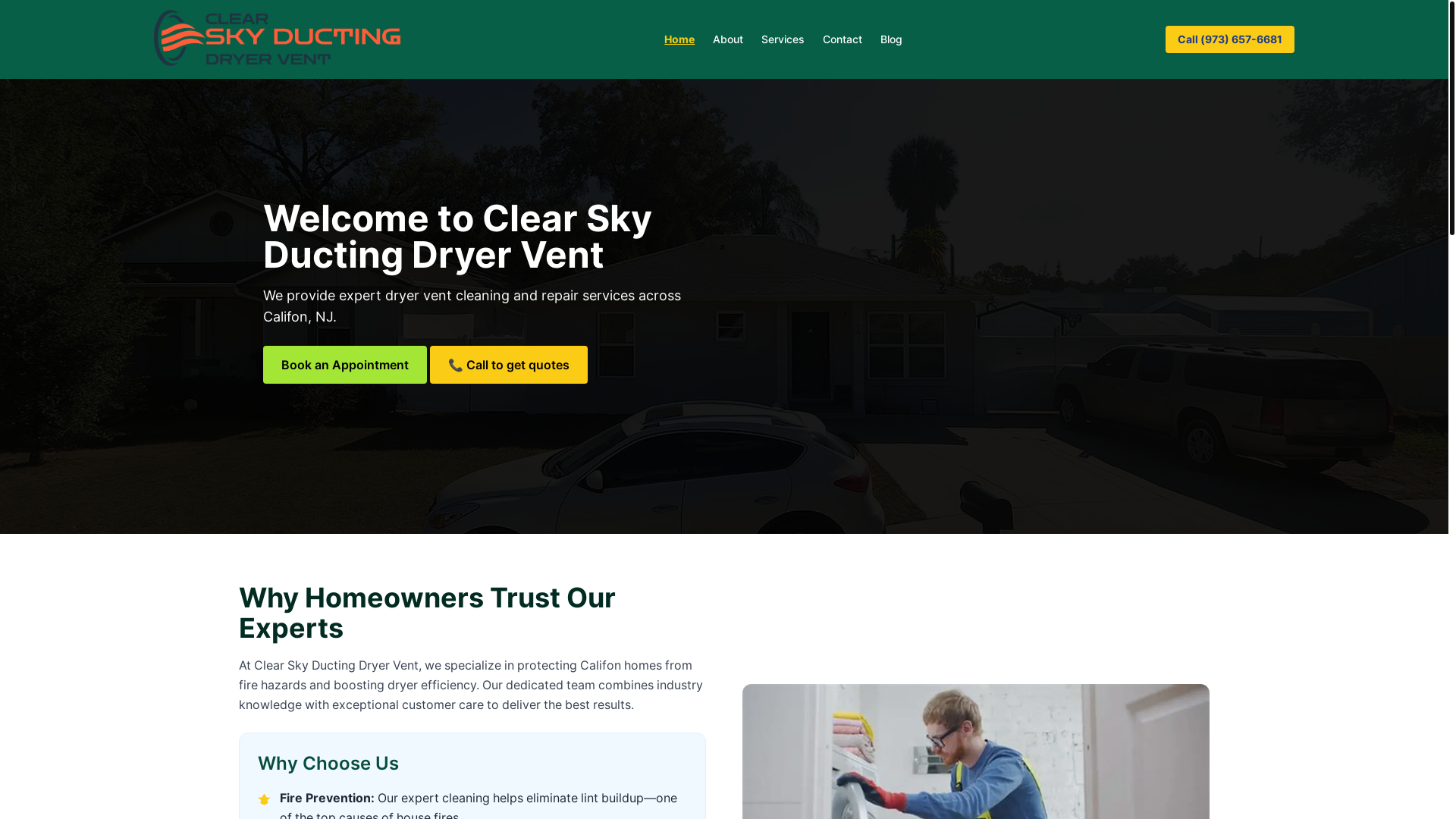 website screenshot of https://clearskyductingdryervent.site/