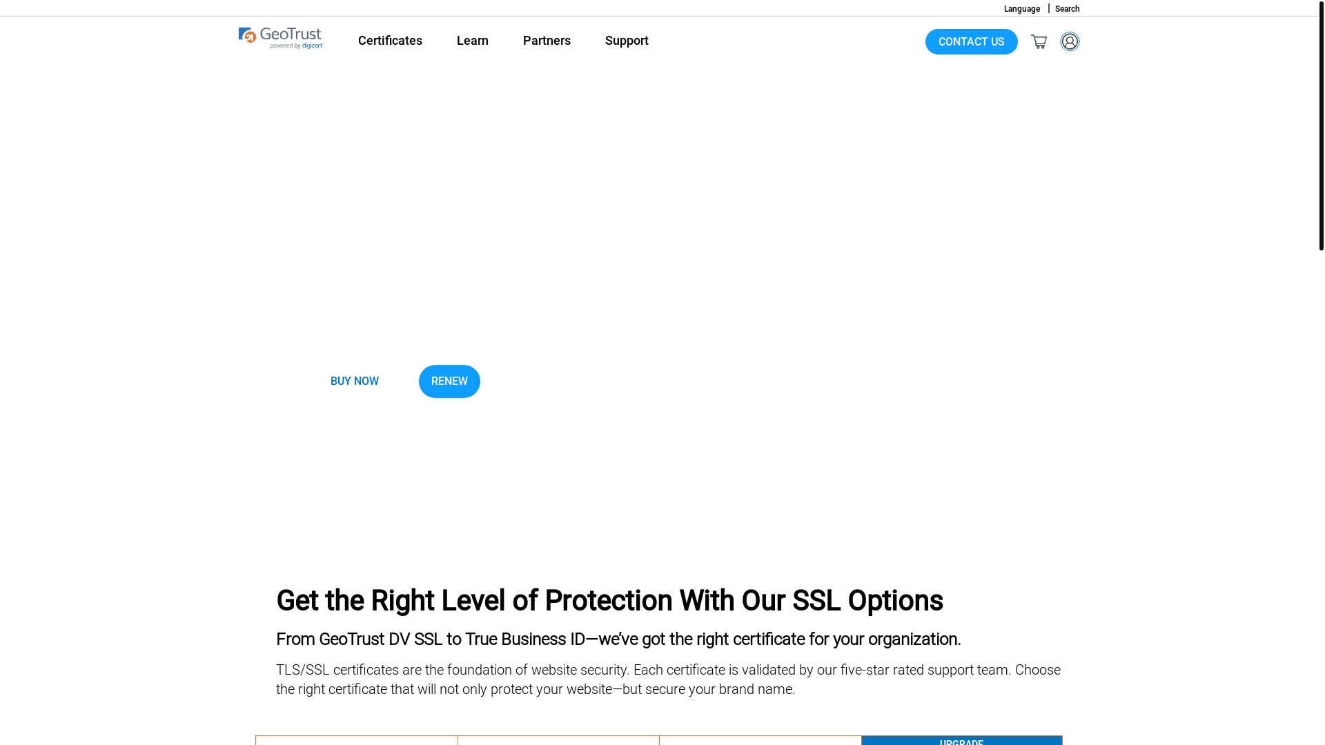 website screenshot of https://geotrust.com