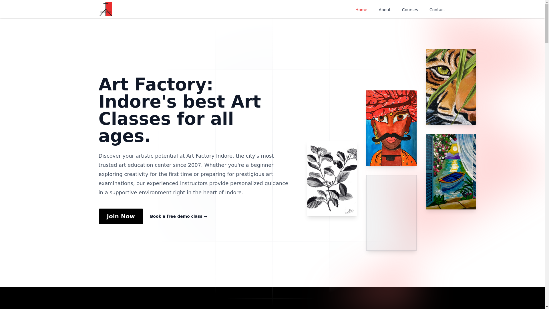 website screenshot of https://artfactorywebsite.pages.dev/