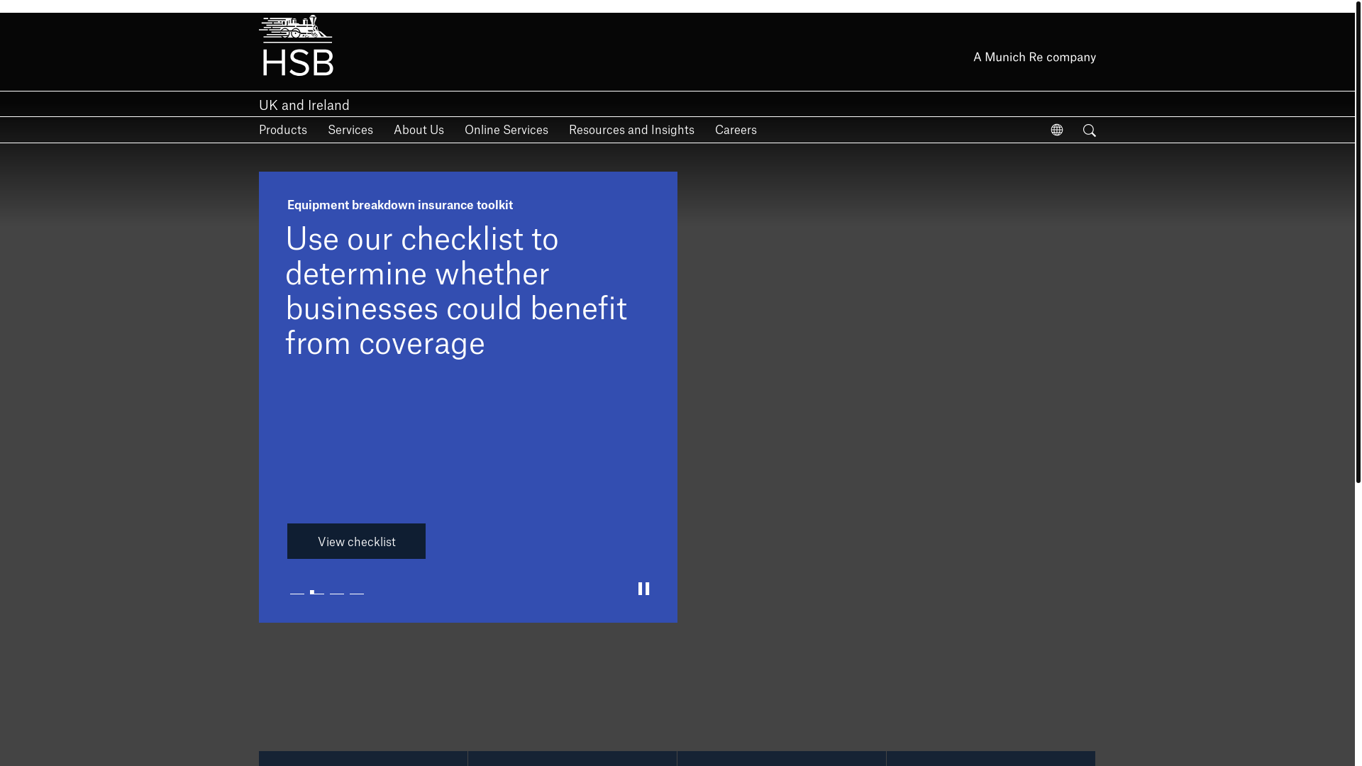 website screenshot of https://www.munichre.com/hsbeil