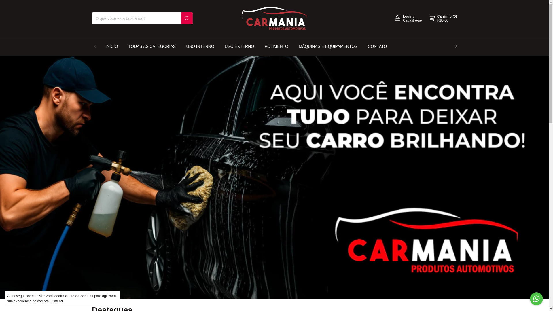 website screenshot of https://carmaniaprodutosauto.com.br/