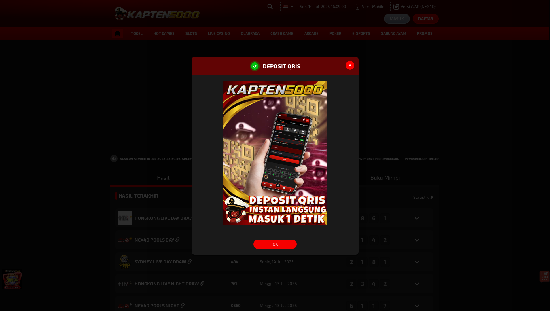 website screenshot of https://kapten5000top.com/