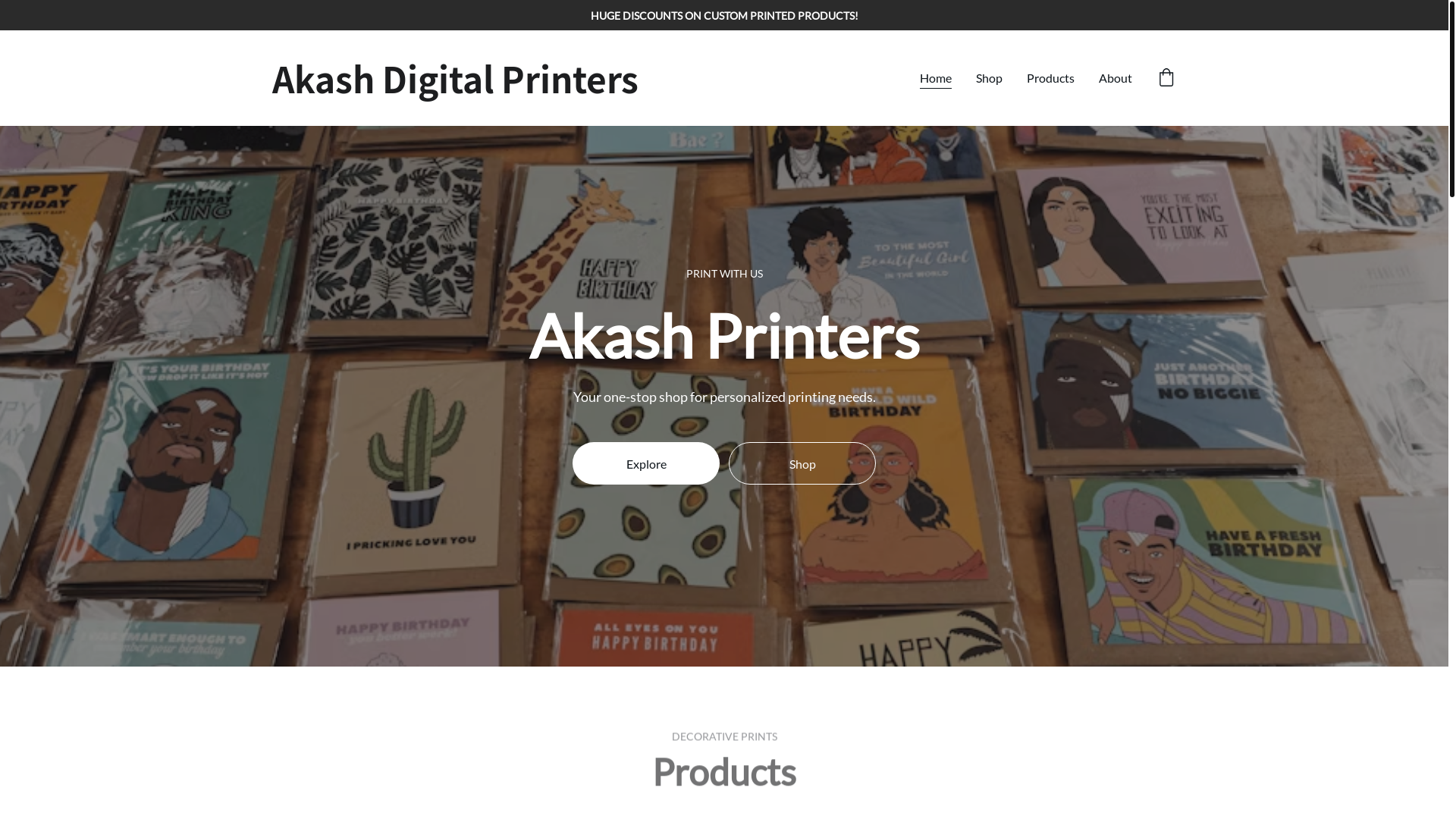 website screenshot of https://akashdigitalprinters.store/